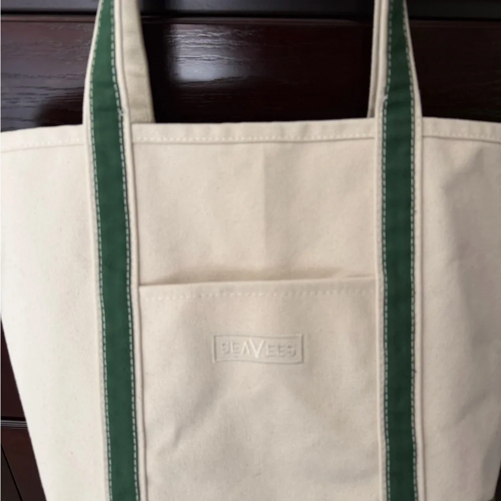 SeaVees Canvas Tote with Green Trim